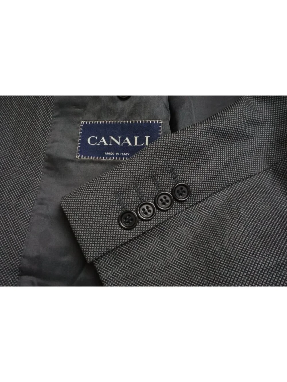 Canali Gray Nailhead Woven S120s Wool Sport Coat Jacket Sz 44L